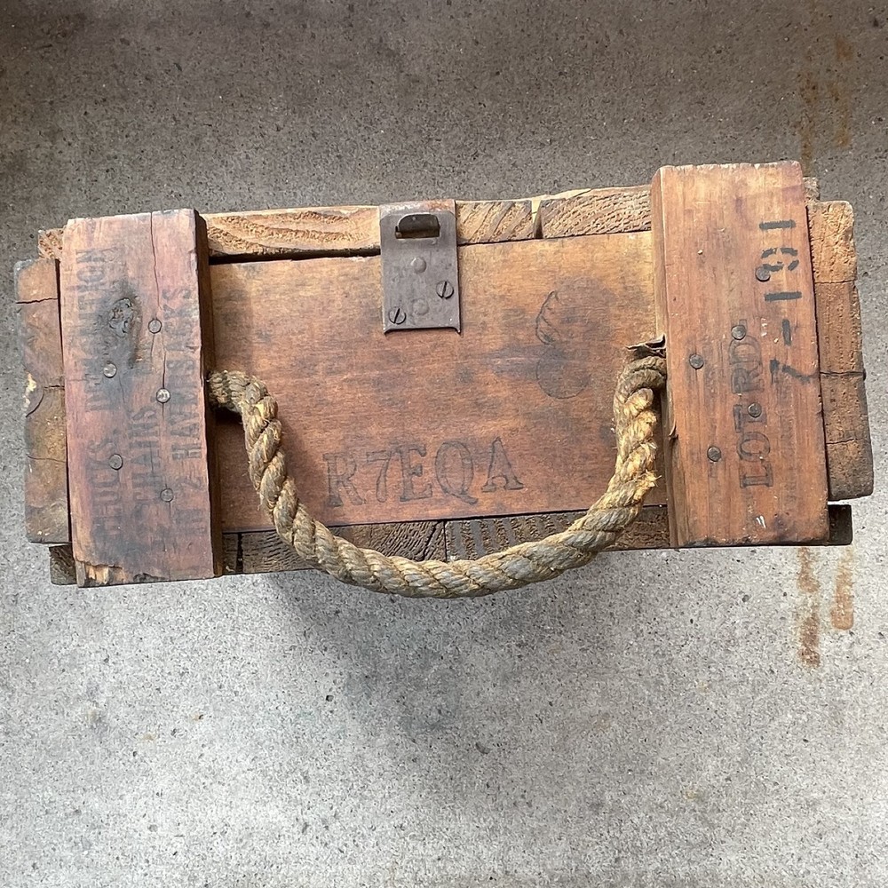 U.S. WWII World War Dated Haversack Demolition Explosive Wood Crate / Box & Lid