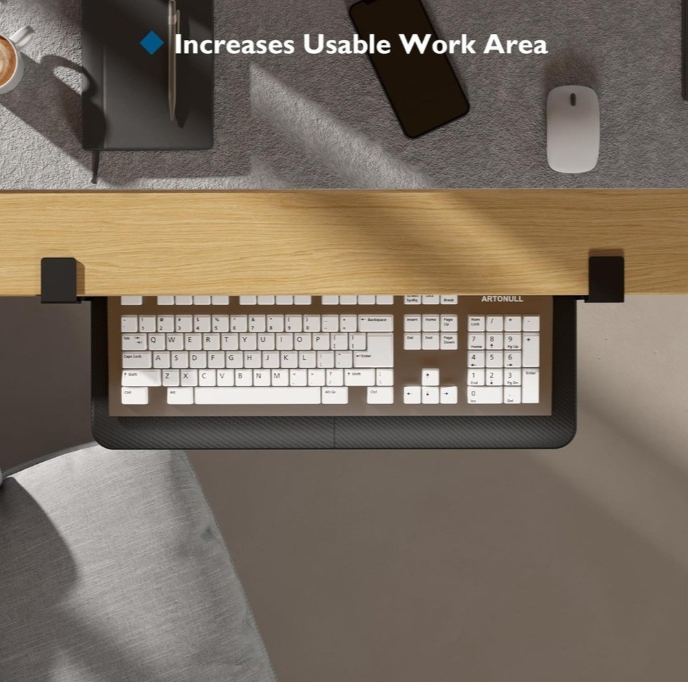 Bontec Small Keyboard Tray Under Desk , Pull Out Keyboard ,Steady Slide Out
