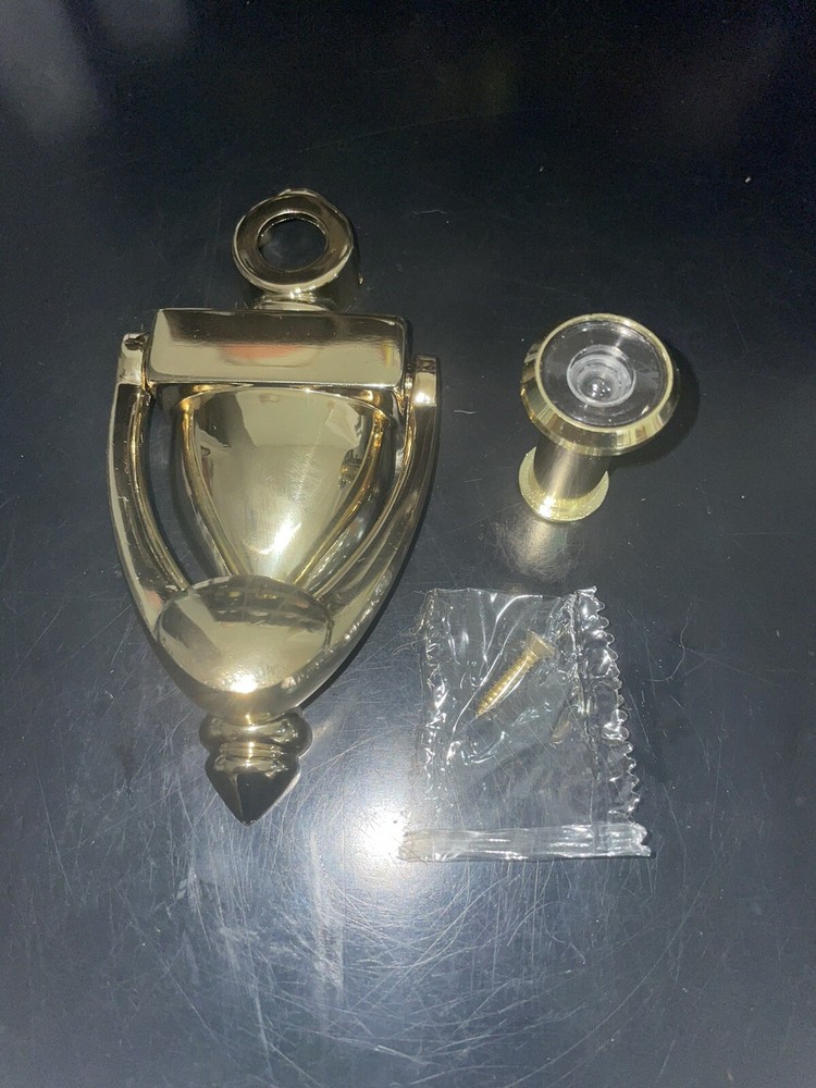 Solid Brass Door Knocker with 180 Degree Viewer Peep Hole