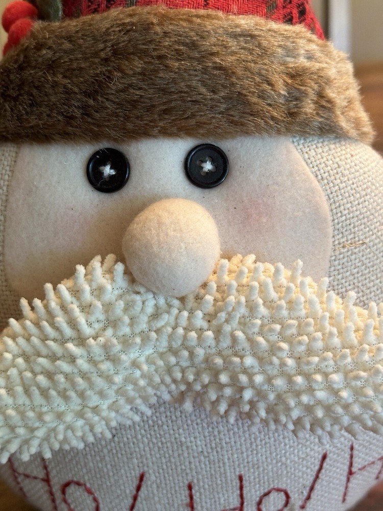 Whimsical Weighted Santa Doll Ho Ho Ho 12” Moveable Hat Polyester
