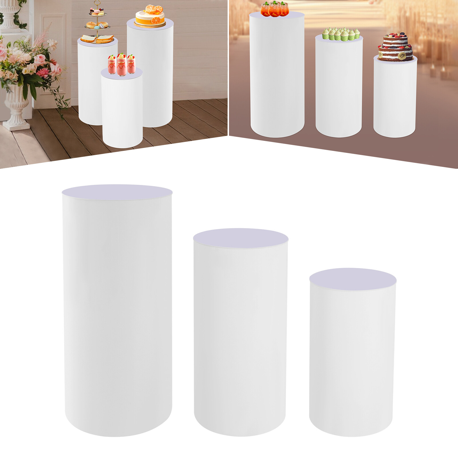 3X Pedestal Flower Stand Party Cylinder Pedestal Wedding Home Display Decoration