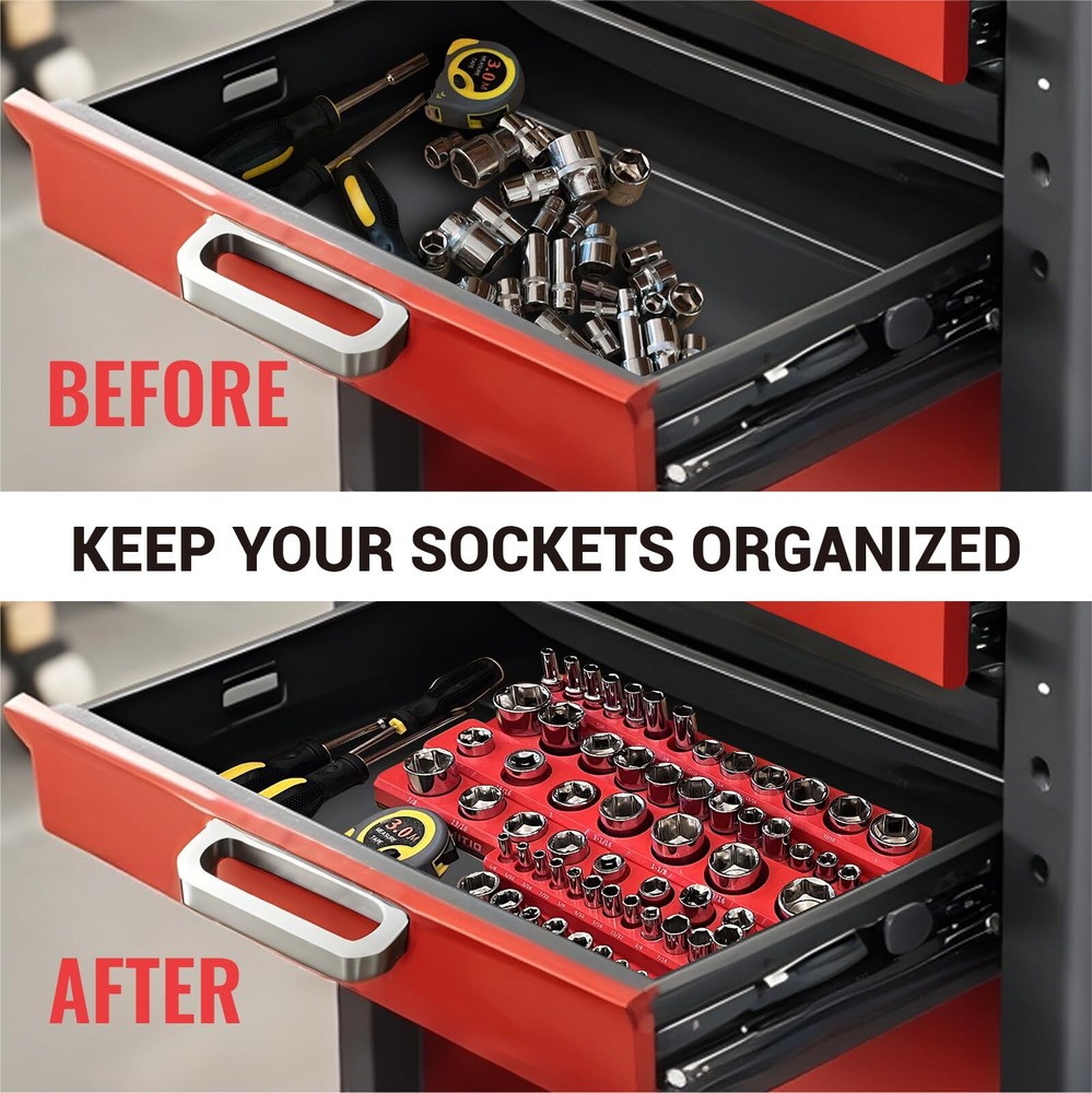AIUITIO 6-Piece Magnetic Socket Organizer Set Magnetic Socket Holder Includes