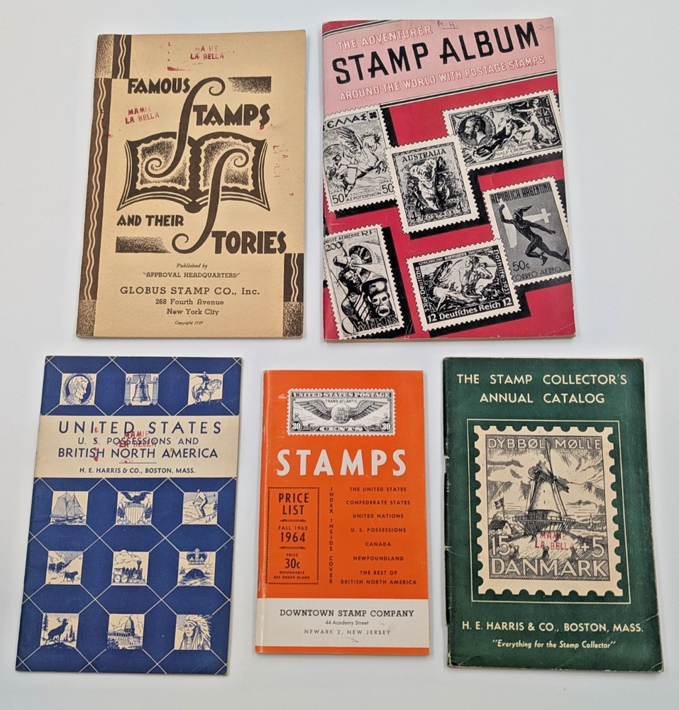 Vintage Stamp Collection Album Lot Worldwide + Catalog Books Starter Set