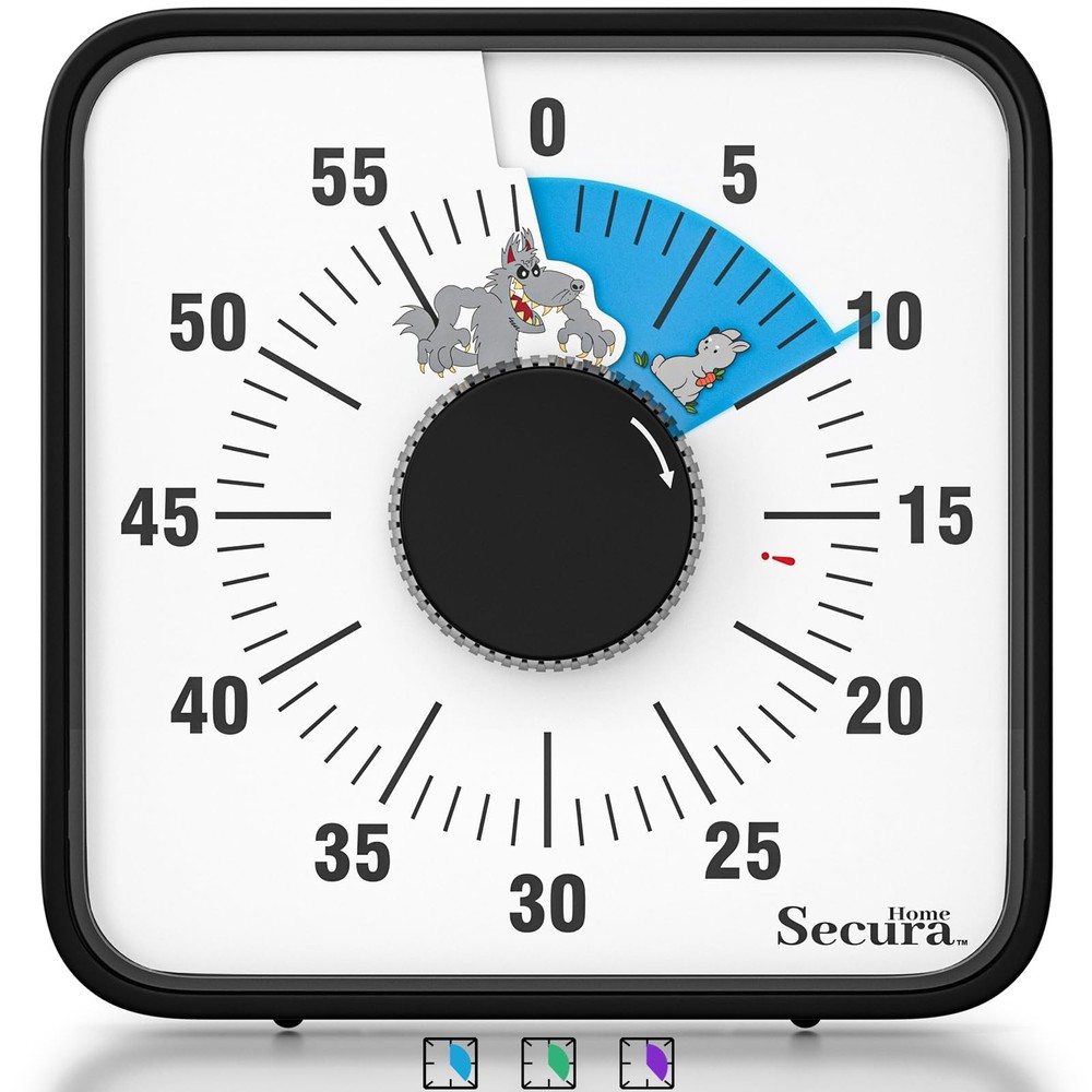 SECURA 60-MINUTE VISUAL COUNTDOWN TIMER 7.5 OVERSIZE CLASSROOM T764 - BLUE