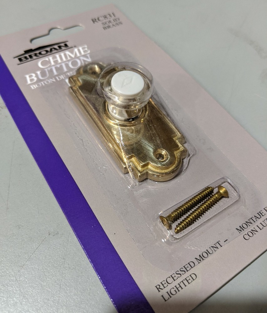 Broan NuTone RC831 Recessed Mount Lighted SOLID BRASS Doorbell Button NEW