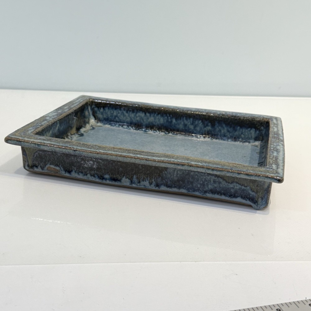Wallis Studio Art Pottery Rectangular Shallow Casserole Blue Glaze 8”x10”x2”