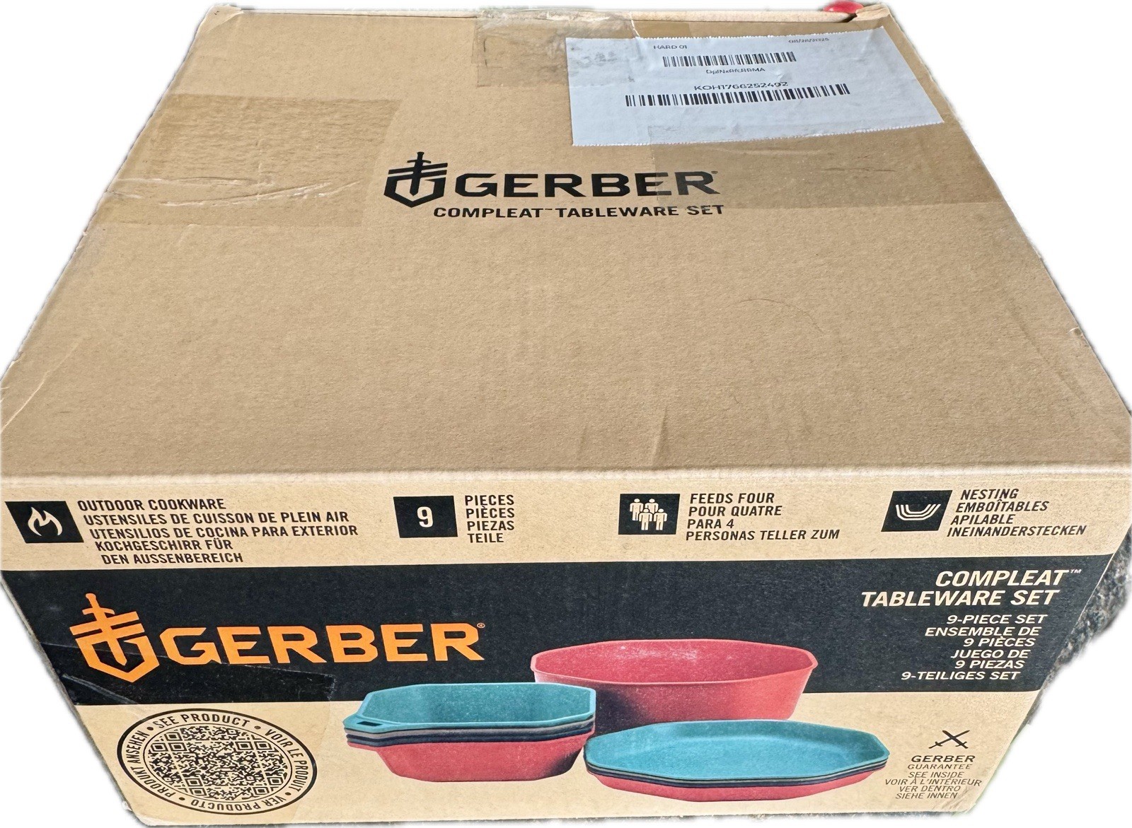 Gerber ComplEAT 9-Piece Camping Tableware Set – Plates Bowls Mixing Bowl