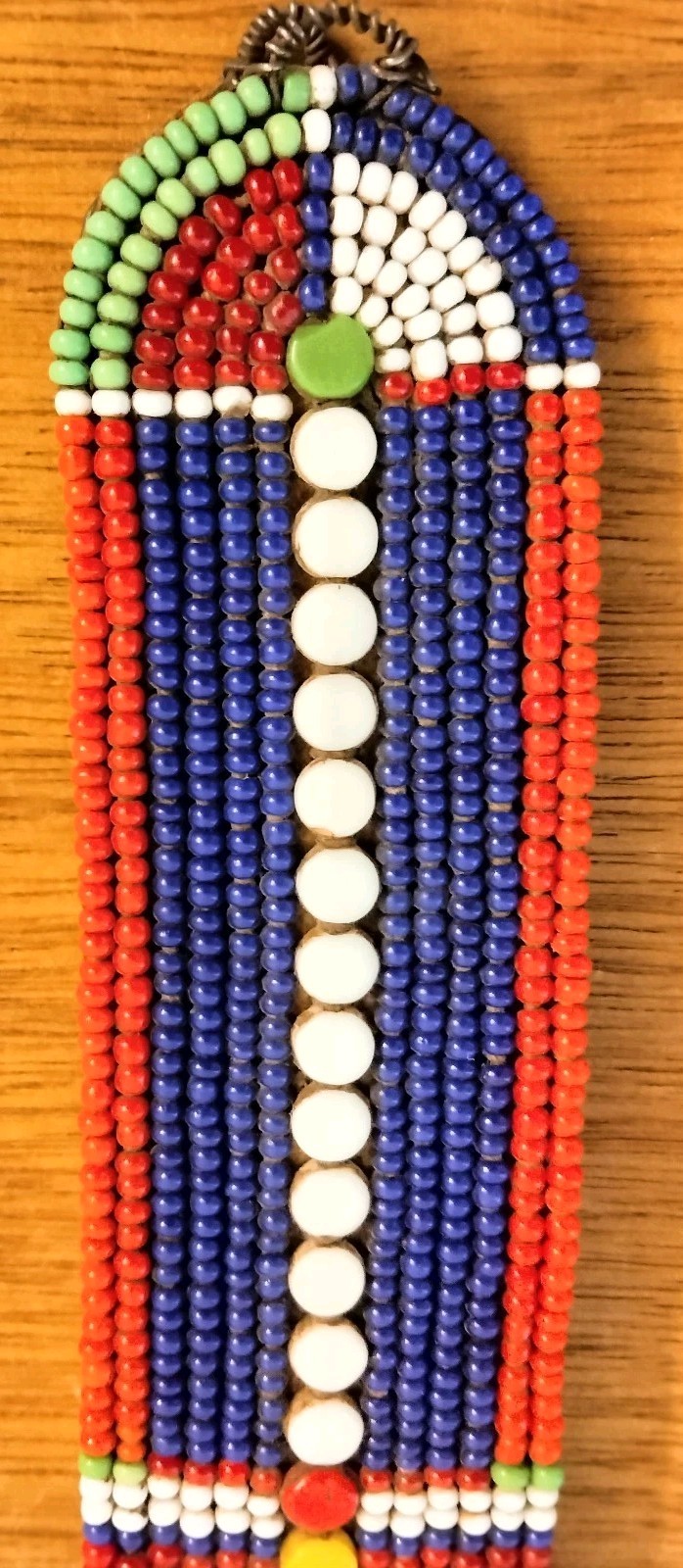 Antique African Maasai Beaded Leather Strap 8" Petina & Handbeading - Decorative