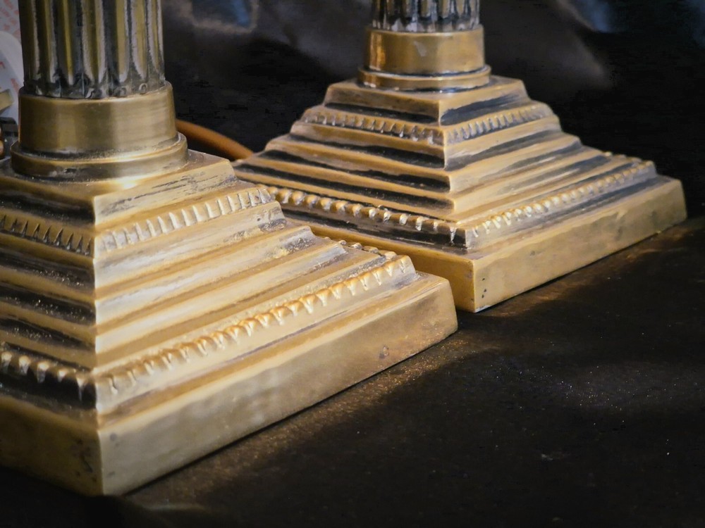 🇬🇧 Large Brass Corinthian Column Table Lamps H37cm 🇬🇧