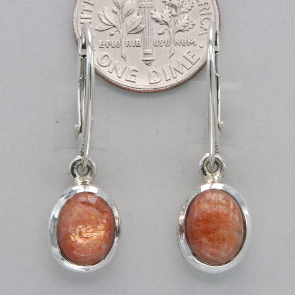 Oval SANDSTONE Leverback Earrings - 925 STERLING SILVER #30e