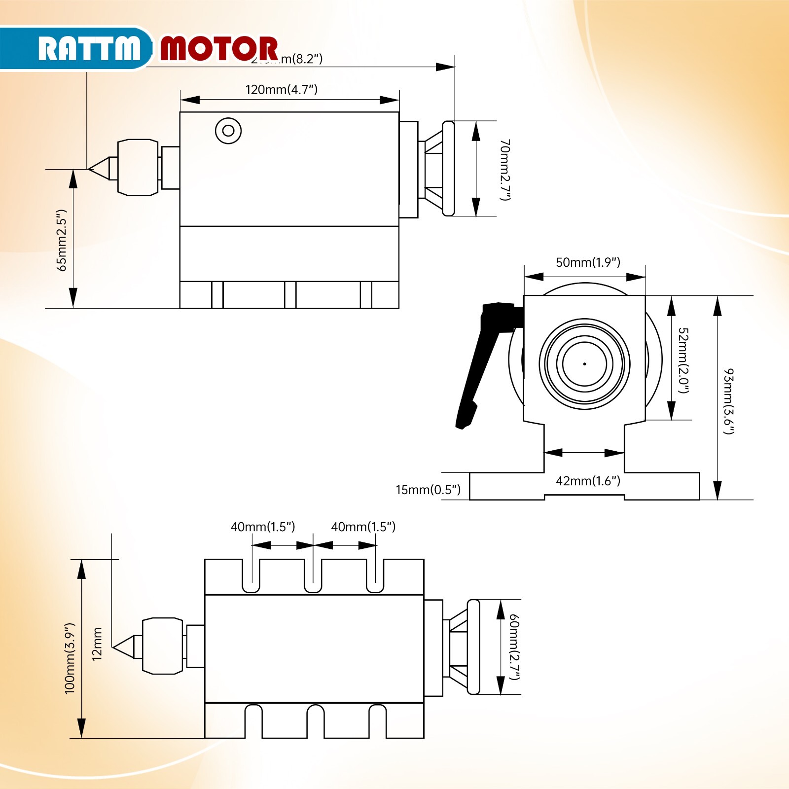 【US】CNC 4th Axis Rotational A Axis 3 Jaw 100mm No Backlash Harmonic Gearbox 50:1