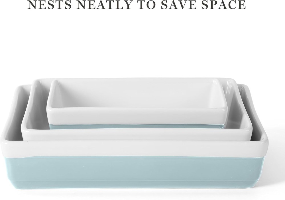 Bakeware Set Stoneware Baking Dish Casserole Set Dusty Blue Oven Safe