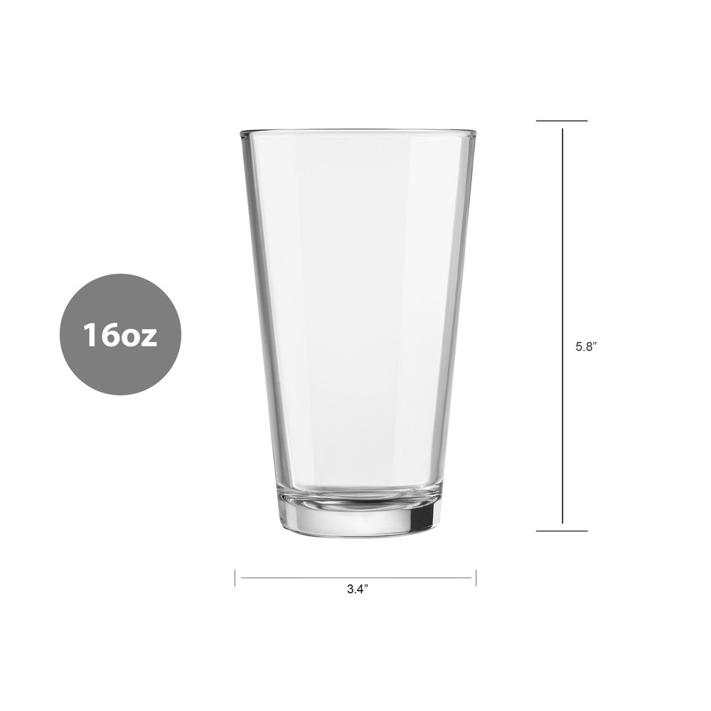 4 pack 16oz Stackable Drinking Glasses Milk Beer Everyday Clear Pint Glasses