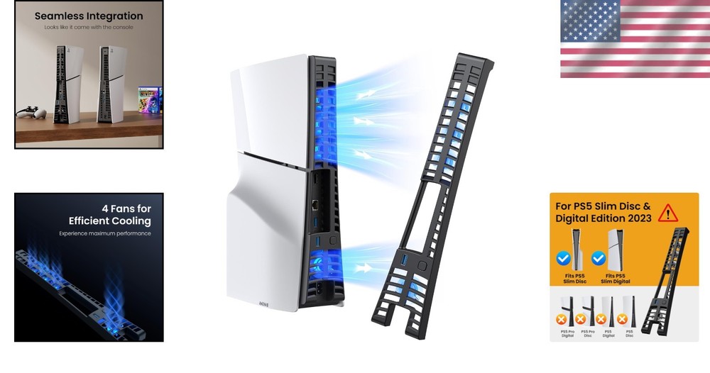 Enhanced Cooling Solution for PS5 Slim - 4 Fans, Quiet, Adjustable Speeds