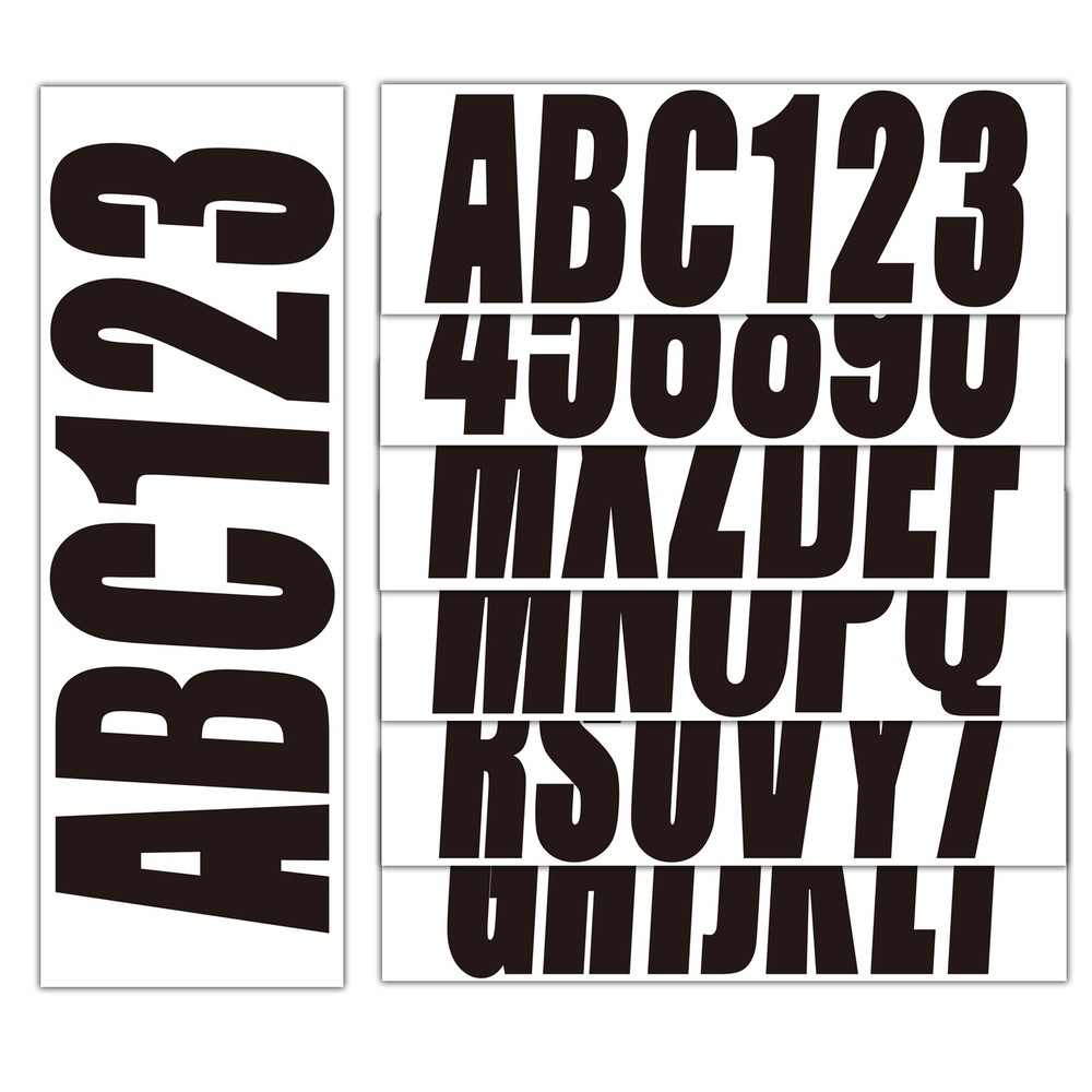 Black Alpha-Numeric Registration Identification Numbers Stickers Decals Boat 3"