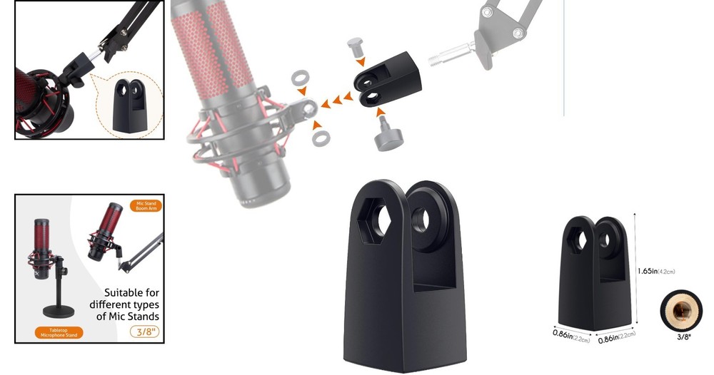 Easy Install 3/8" Boom Arm Adapter for HyperX QuadCast - Lightweight Design