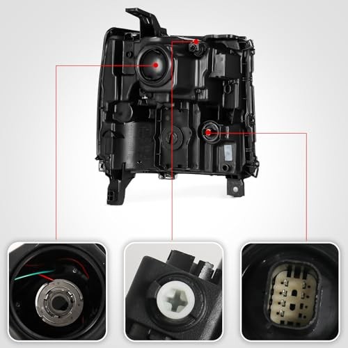 Headlight Assembly Compatible with Chevy Silverado 1500 2016 Left Driver Side