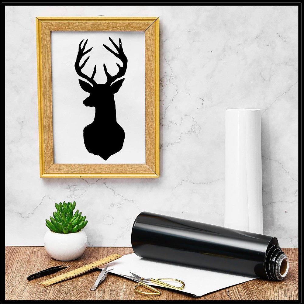Gueevin Glossy Permanent Vinyl Roll 24"x50ft Black for Home Decor Craft