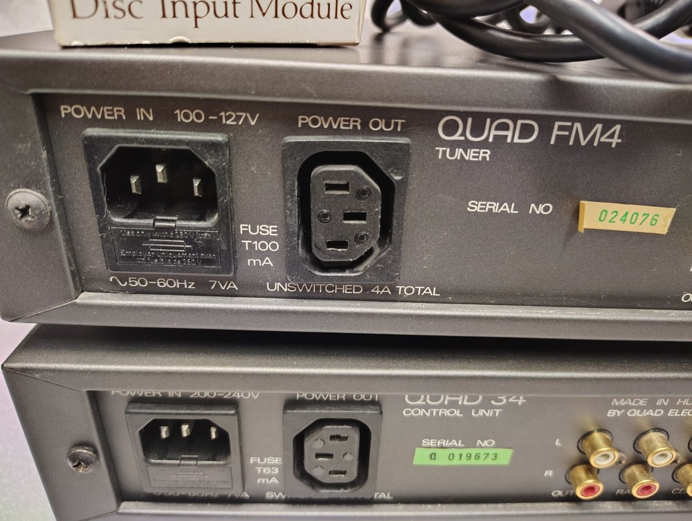QUAD control unit 34, power amplifier 306 and Tuner FM4