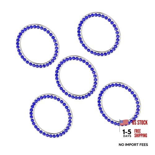 5 Pcs Car Engine Start Stop Decoration Ring Rhinestone Push Start Button Knob