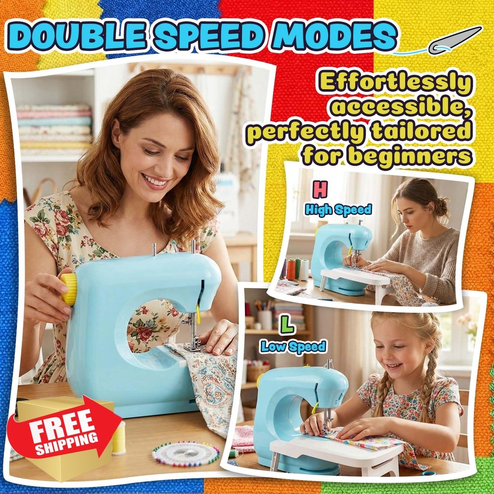 Mini Sewing Machine 2 Speed Beginner Extension Table Kit Portable
