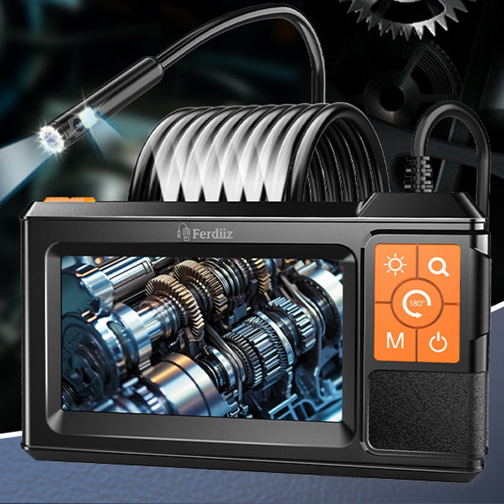 1920P HD Borescope – IP67,IPS Screen, 8 LED + Back LED, 5M Semi-Rigid Cable