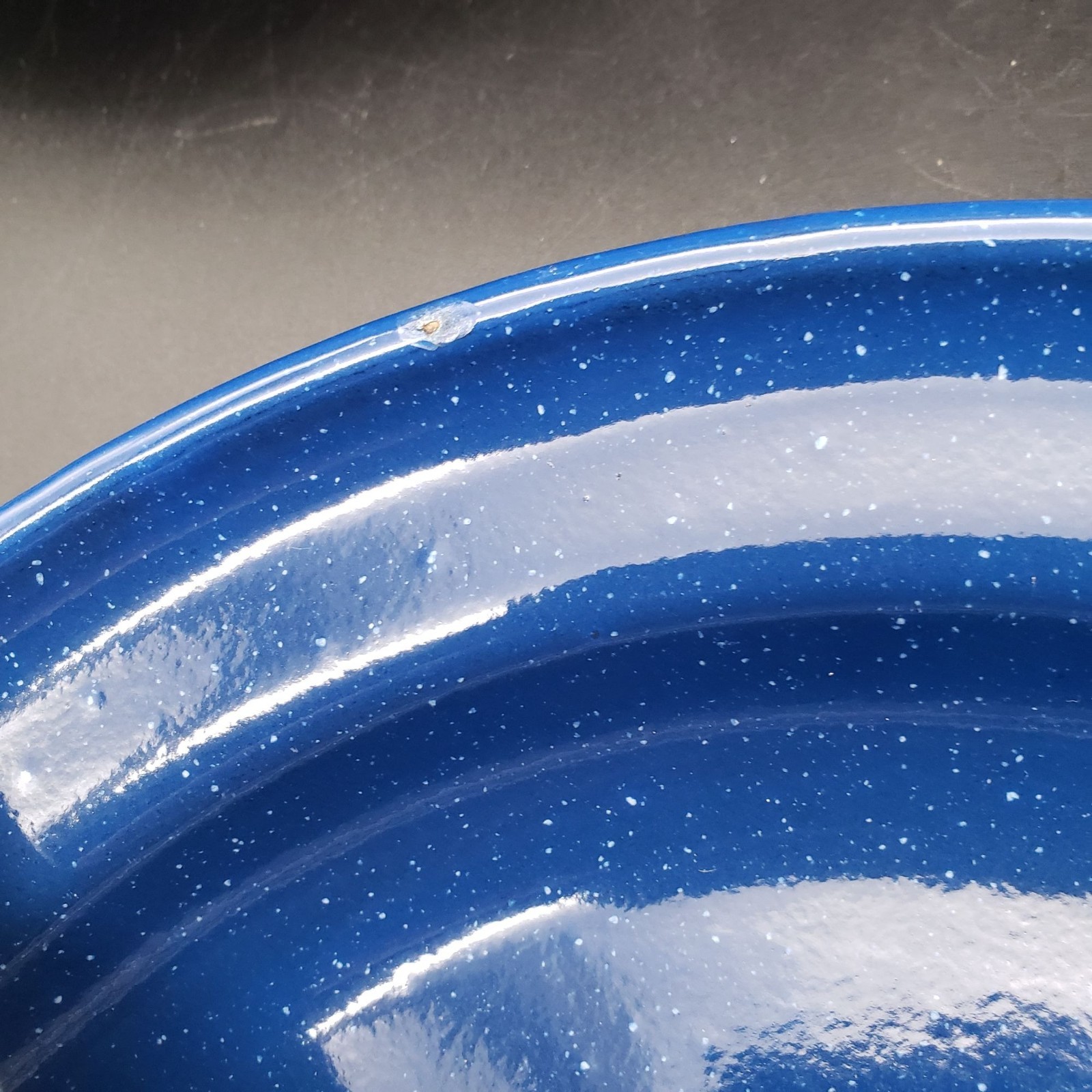 VTG Blue Speckled Enamelware Camp Mug Plate & Bowl Set 12pc Camping Graniteware