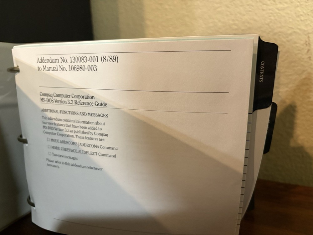 Vintage Compaq MS-DOS Version 3 Reference Guide