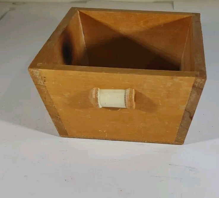 Sewing Button Box: Small Wood Box with side Handles