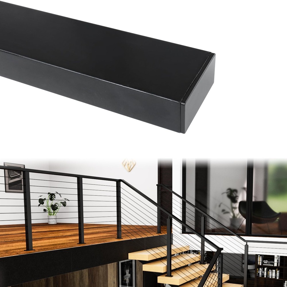 6'6"Black Cable Railing Handrail Rectangular Stainless Steel for System Top Deck