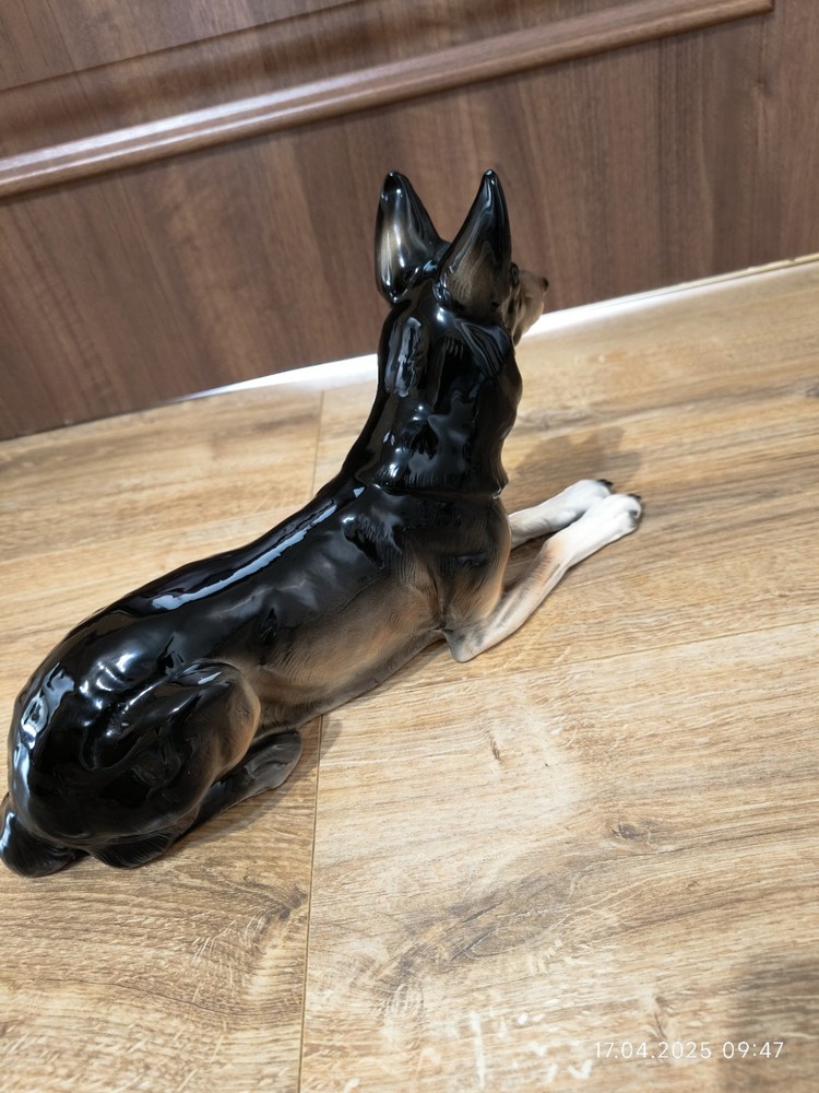 German Shepherd Large Porcelain Figurine Germany