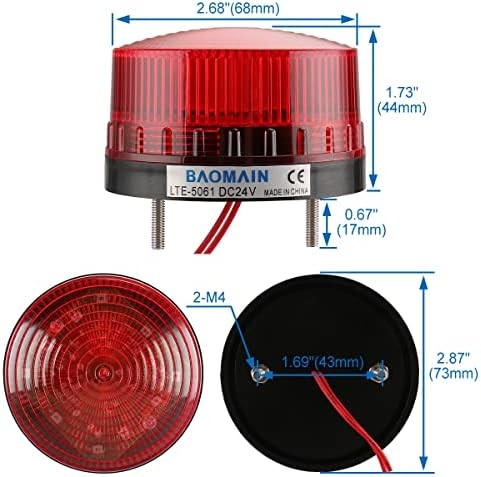 Red Strobe Warning Light DC 24V 3W