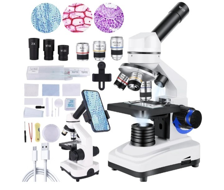 Microscope,40X-2000X Microscope with Phone Adapter & Slides Set,Suitable for...