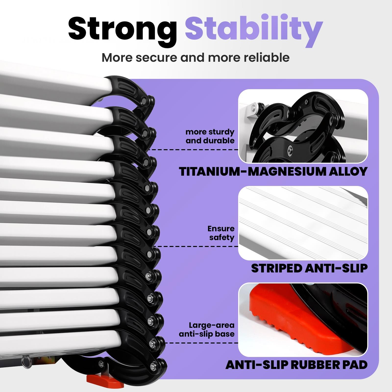 1102lb Anti-Slip Attic Ladder,Wall-Mounted Attic Ladder Pull Down System forRoof