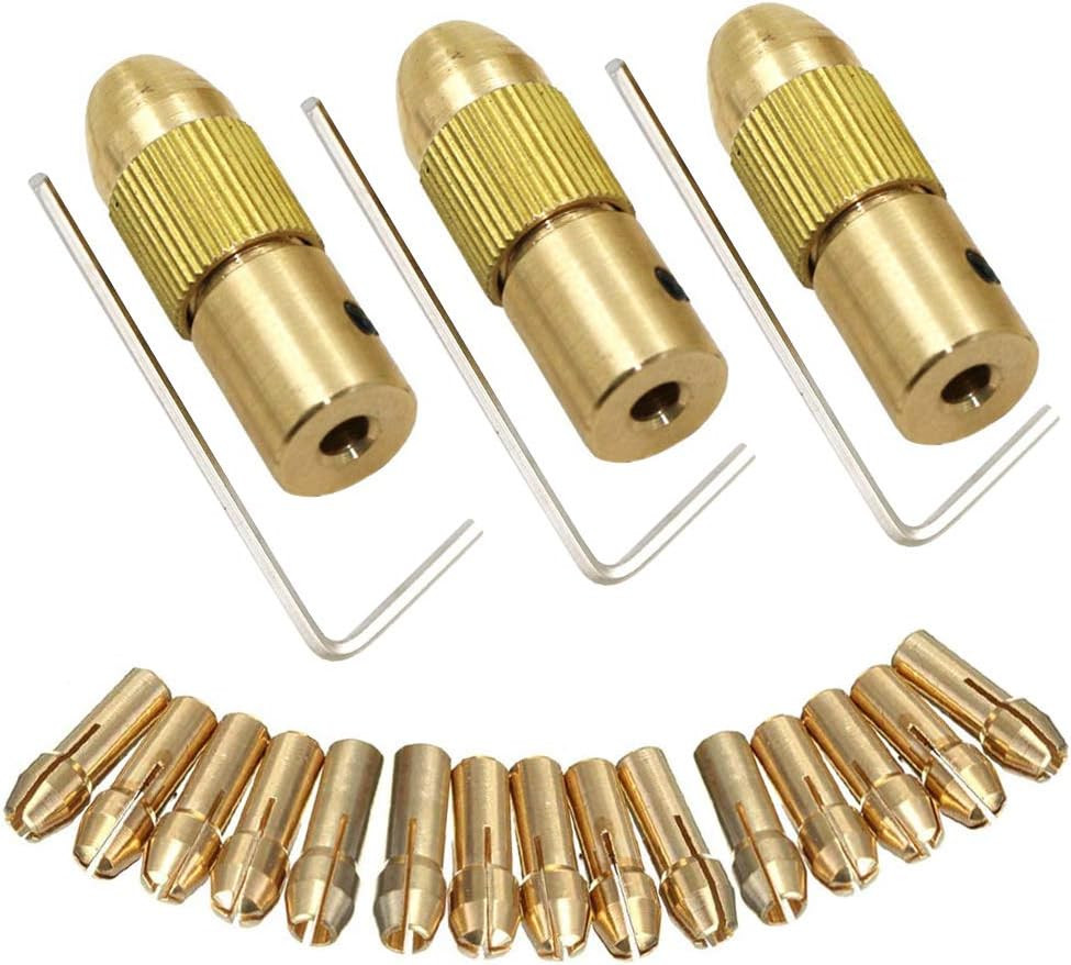 3 Sets 0.5-3Mm Electric Drill Bit Brass Collet Chuck Set Mini Twist Drill Chuck