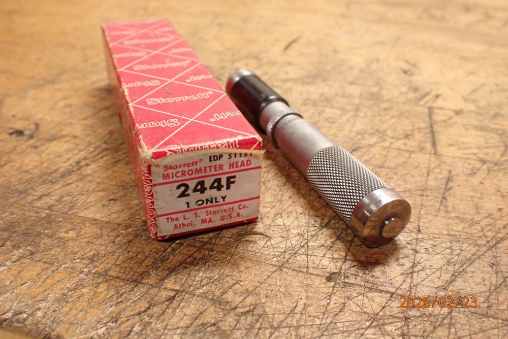 OLDER STARRETT NO. 244F MICROMETER HEAD WITH BOX