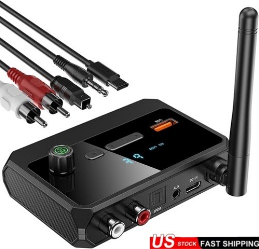 Bluetooth 5.3 Audio Receiver with Hi-Fi DAC & aptX, Optical/USB/RCA/AUX Adapter