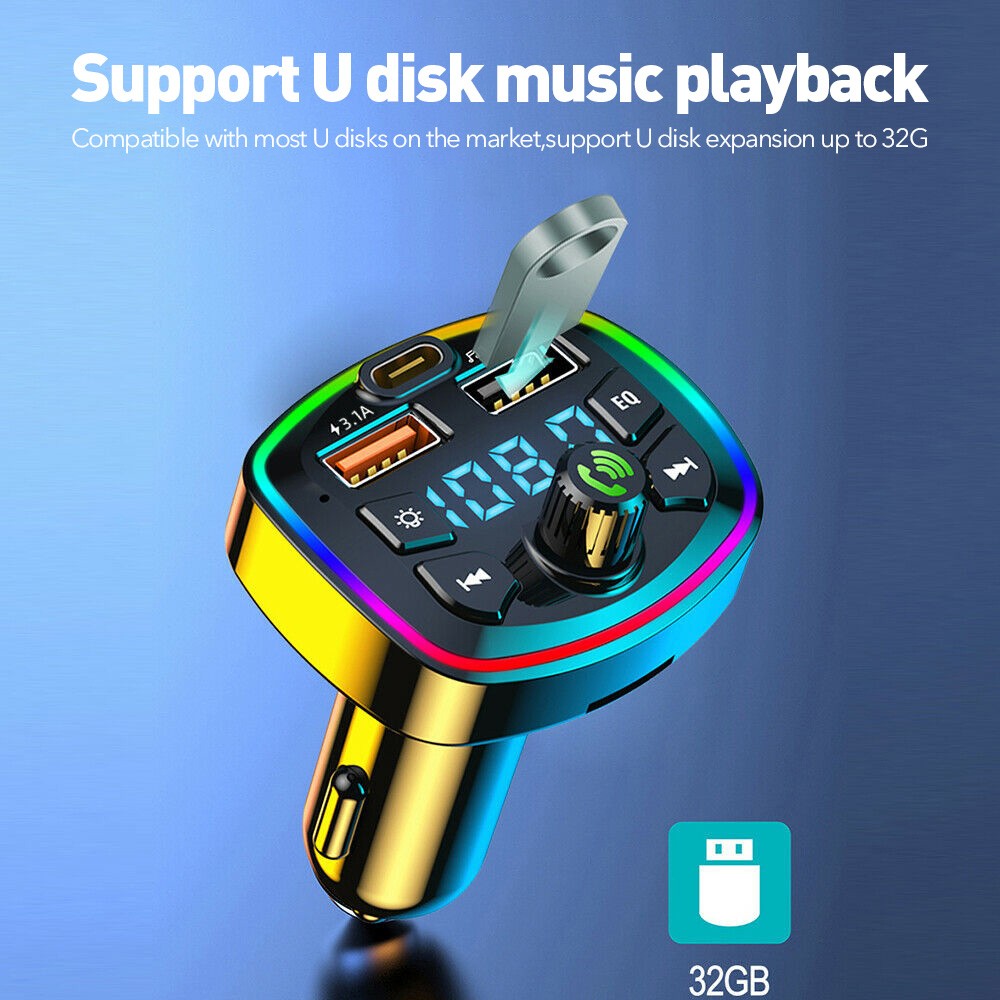 Wireless Radio Music Adapter Bluetooth FM Transmitter Car Adapter LED Display