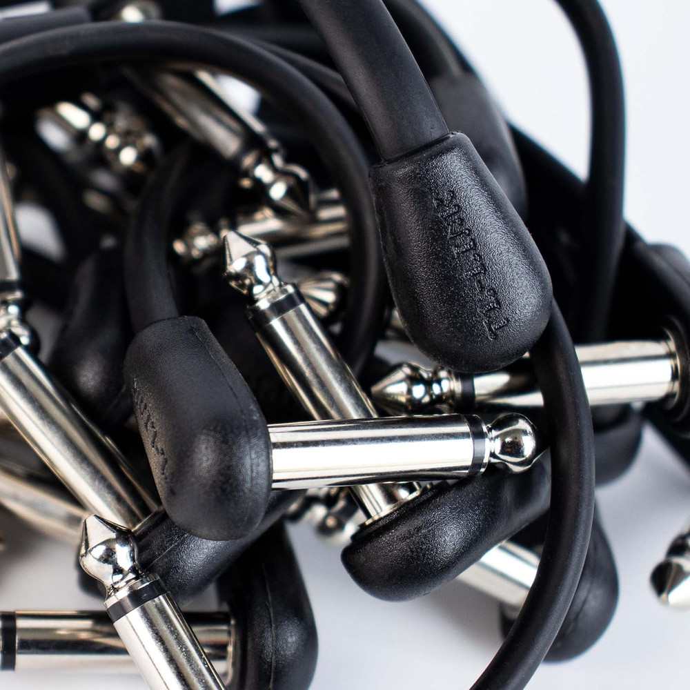 15 Pack Guitar Patch Cable 6" Lenth 1/4" Right Angle TS Instrument Patch Cable