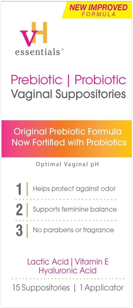 15 Count Prebiotic pH Balanced Vaginal Suppositories for Freshness & Confidence