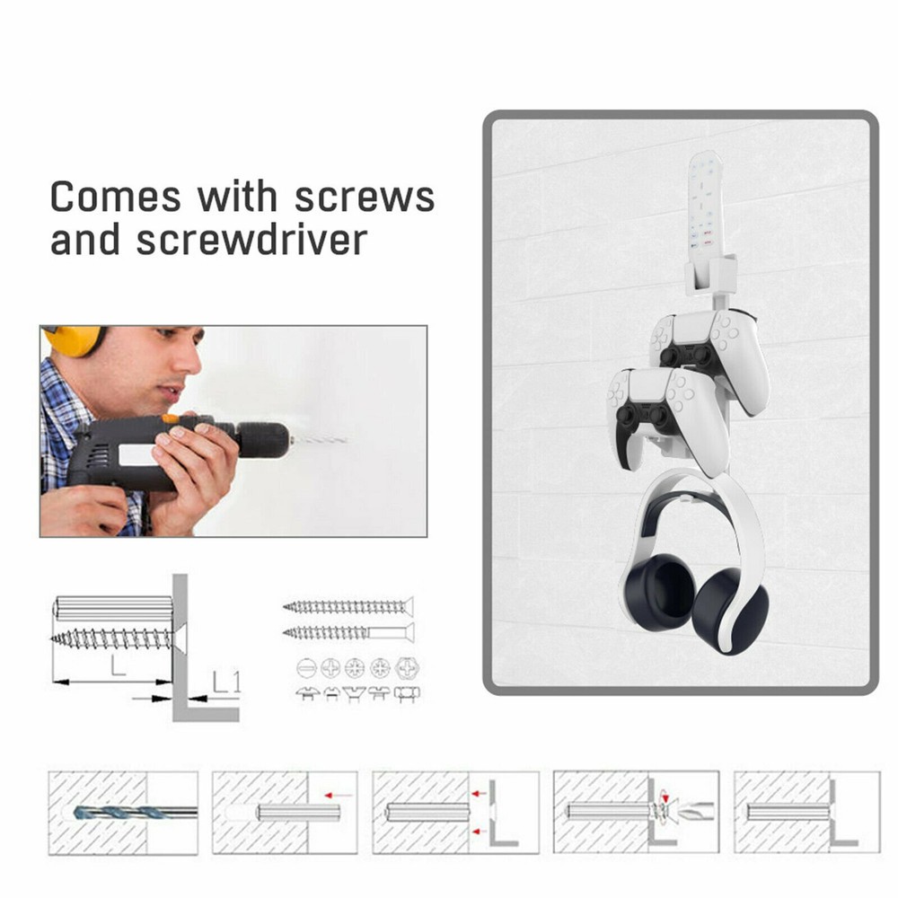 For PS5/PS4/XBox/Nintendo Switch Controller&Headphone Wall Mount Holder CBY