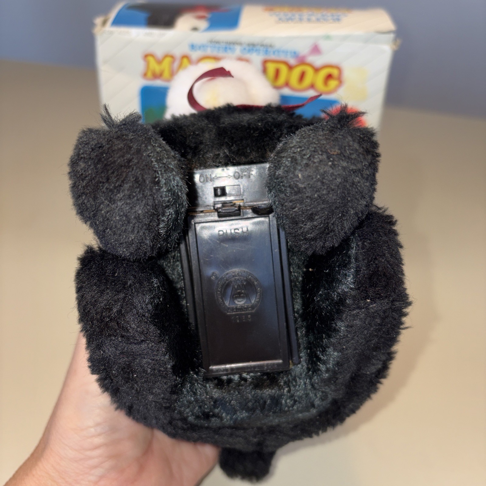 Vintage 1990s Flipping Toy Dog Back Flips Barks Walks Animatronic Not Work w/box