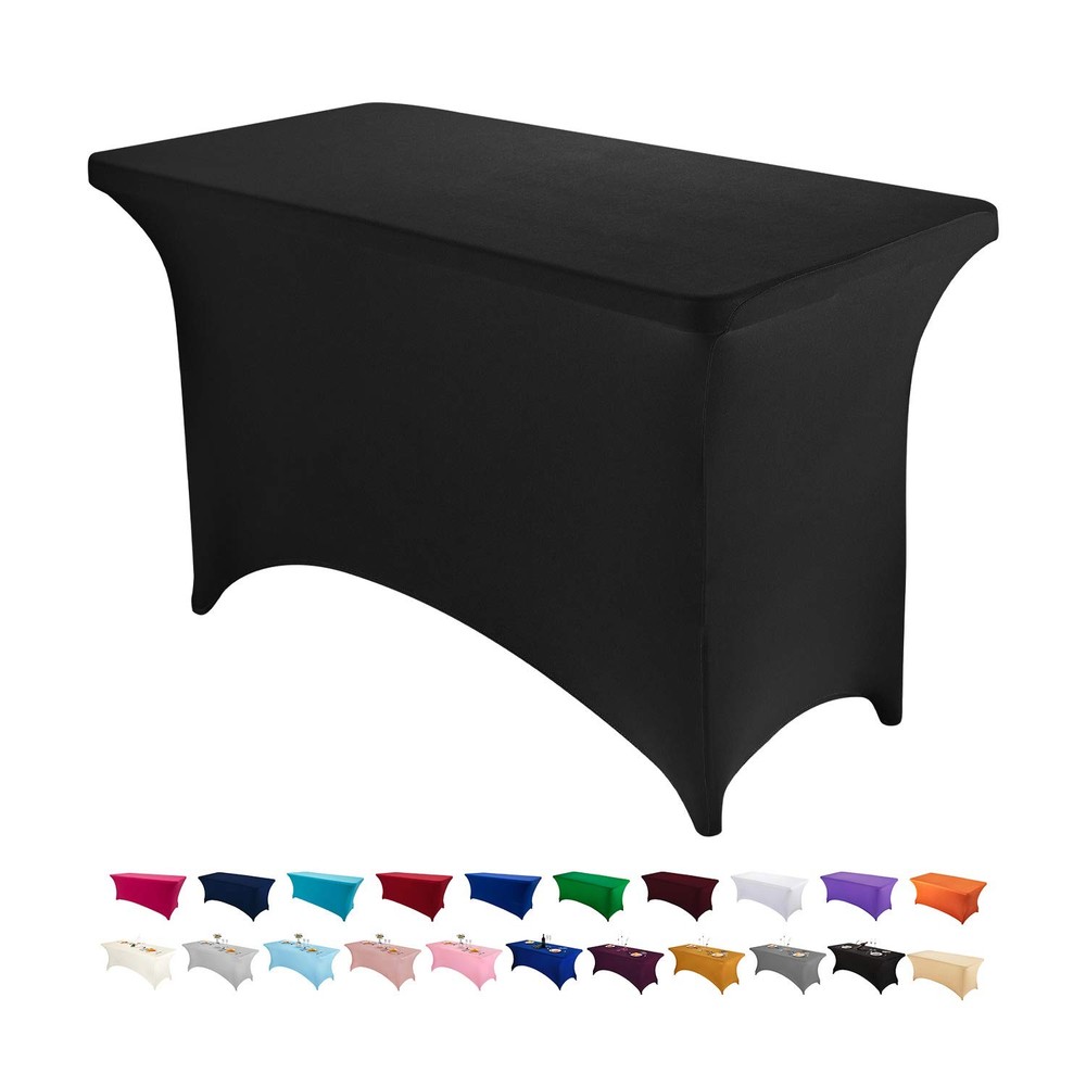 Peomeise 4FT Spandex Table Cover Rectangular 48" x 30" (Rectangular), Black