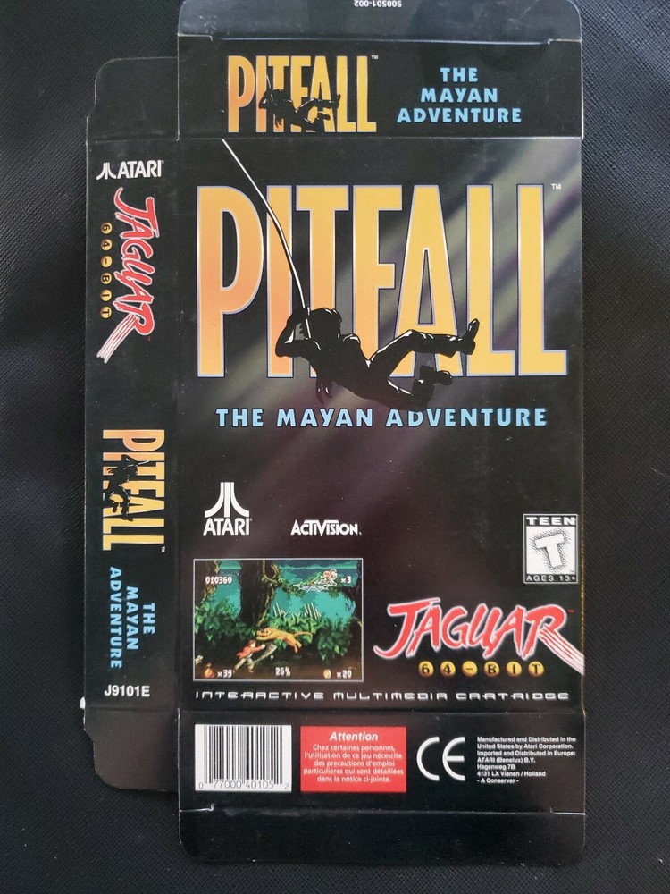 PITFALL THE MAYAN ADVENTURE Atari Jaguar EMPTY Display Box New NEVER FOLDED/USED