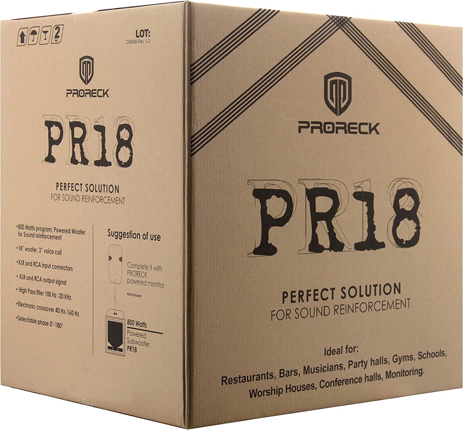 PRORECK PR18 Powered Active Subwoofer Cabinet 18 inch 2000W P.M.P.O PA DJ