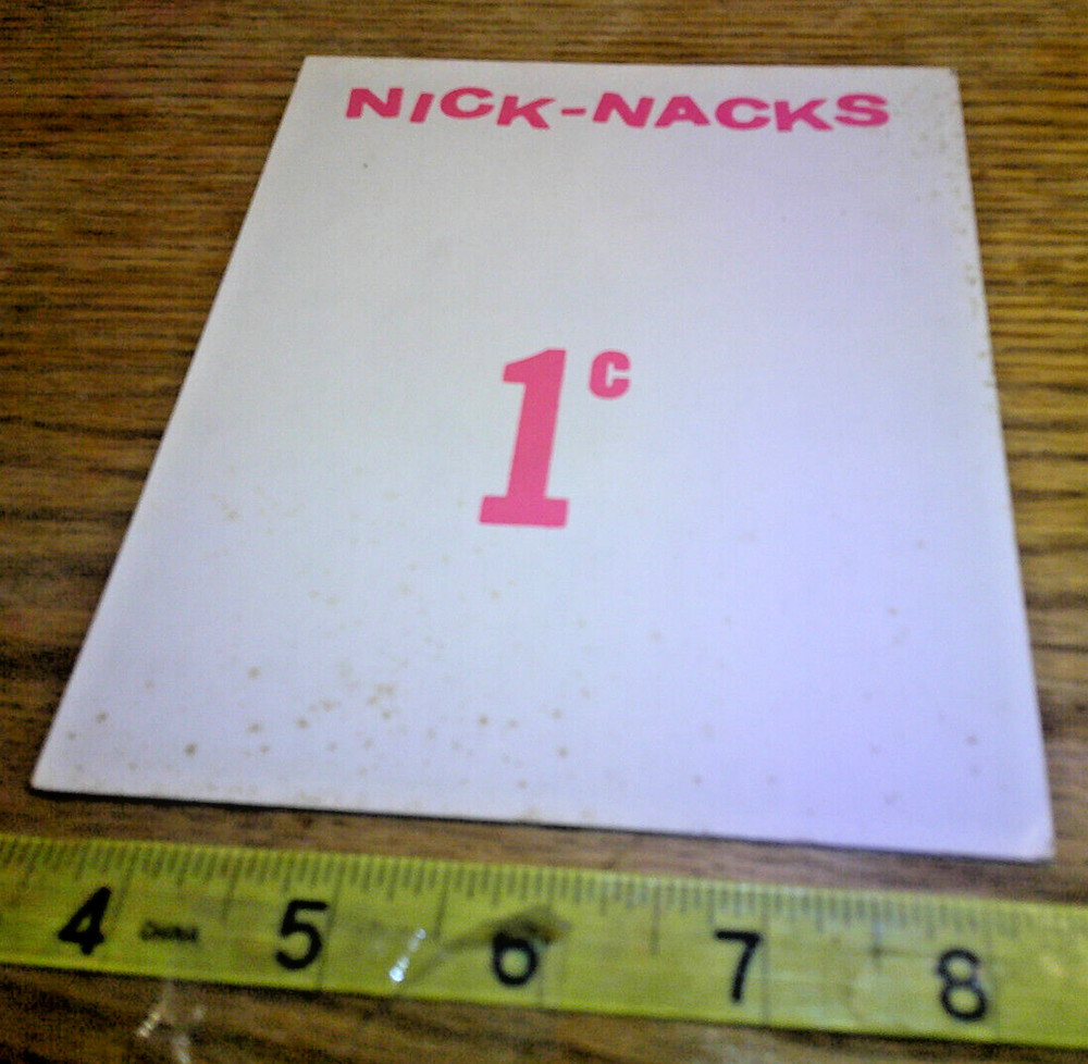 Vintage vending machine display card NICK-NACKS