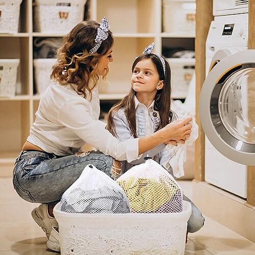 2 Packs Laundry Mesh Bags, Drawstring Net Laundry Bag for Washing Machine,