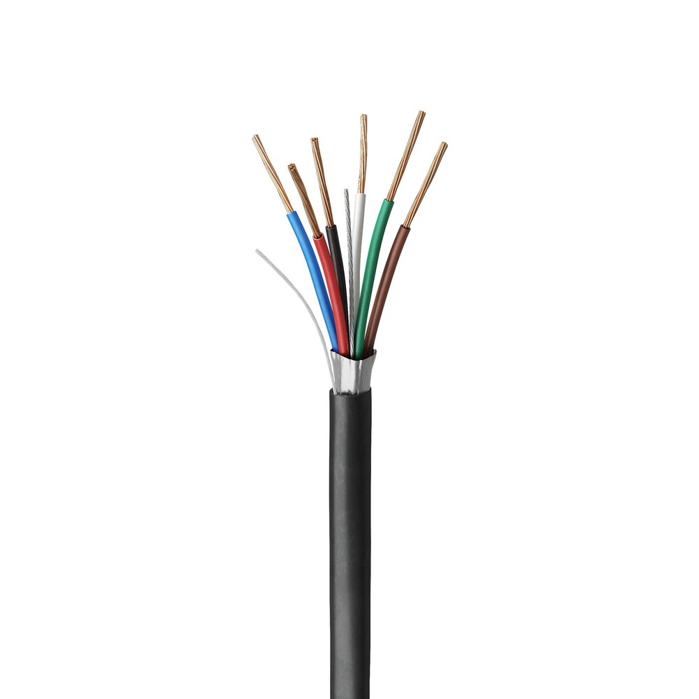 Voltive 22/6 Shielded Low Voltage Wire, Plenum CL3P, Black, 500ft