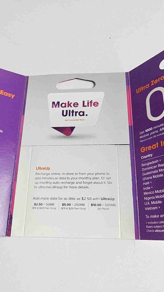 Ultra Mobile Commissionable Sim Card - No Plan - Full And Micro Sim