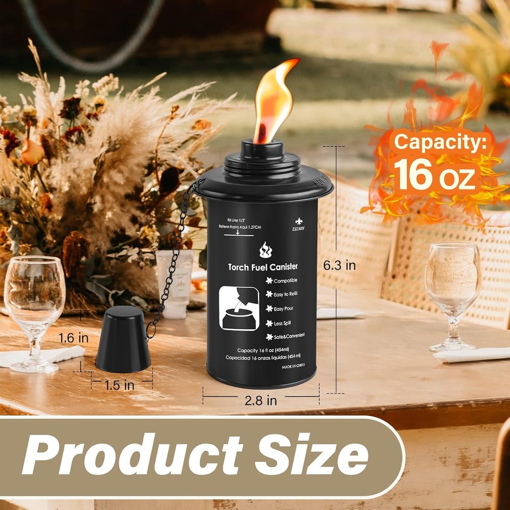 6-pack bamboo torches with refillable replacement canisters,